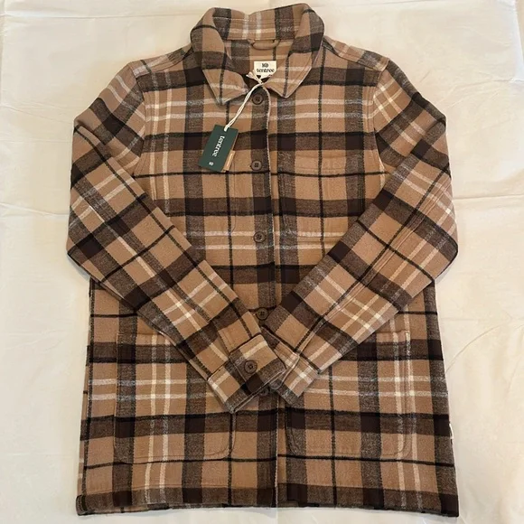 NWT Tentree Flannel Utility Jacket. Button Up Shacket - Cartouche/Slate Brown - Picture 3 of 12